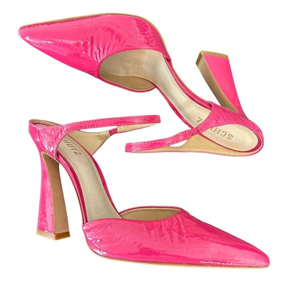Schutz Dover Mule Hot Pink Patent Barbiecore 9.5B - Picture 2 of 13